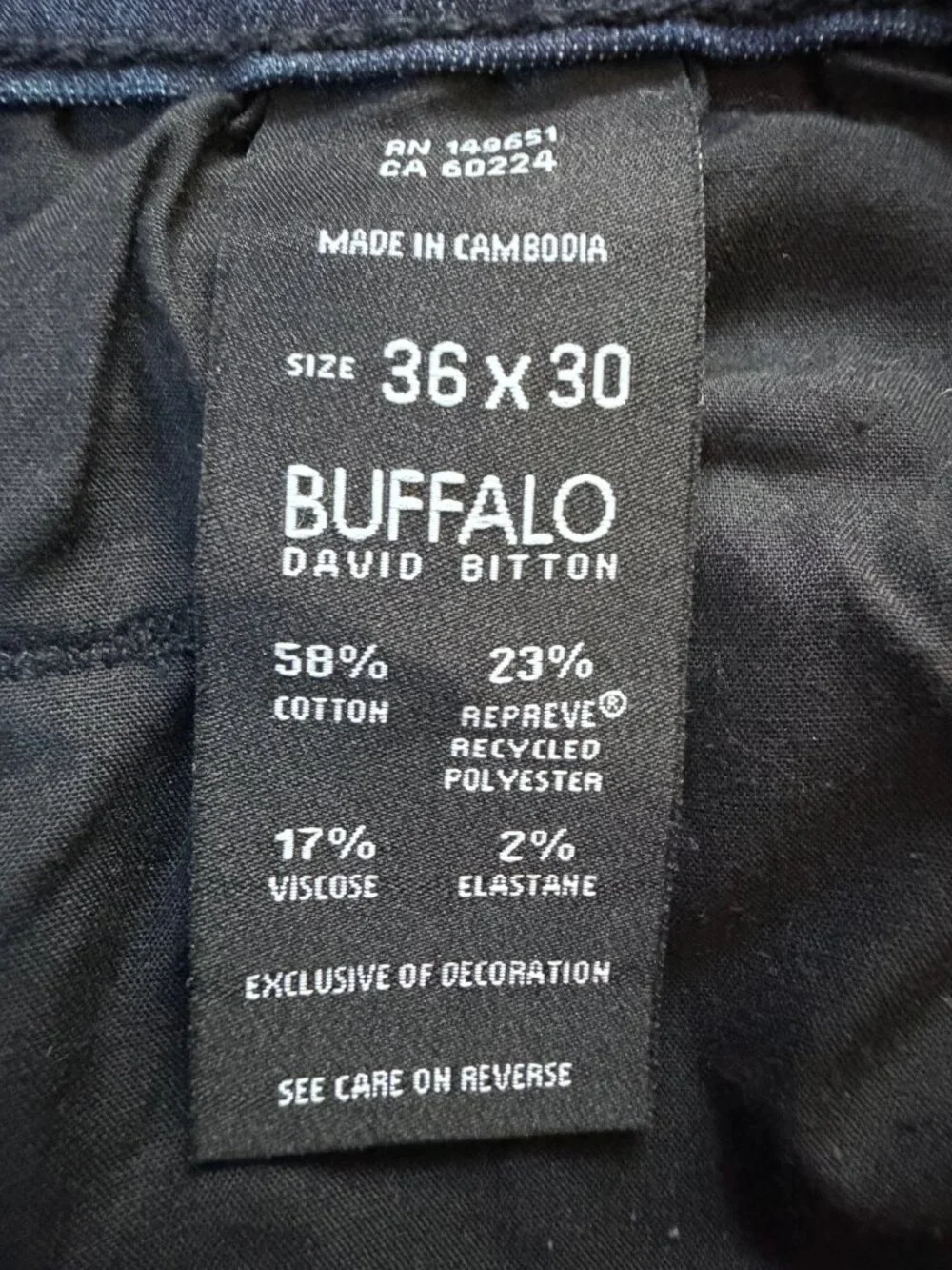 Buffalo David Bitton Adam Slim Stretch Jeans -Men's Size 36x30 - Dark Wash - EUC